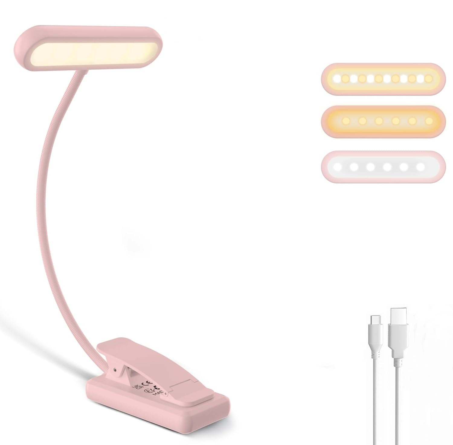 Desk Lamp - 독서등 북클램프 블랙/화이트/핑크 USB 충전식 배터리