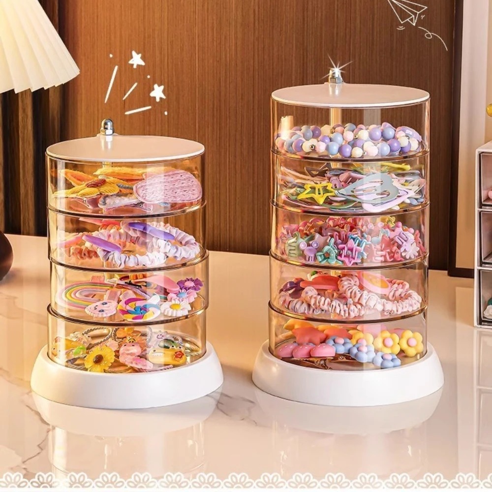 Desk Organizer - 360도 회전 투명 헤어 액세서리 정리함,