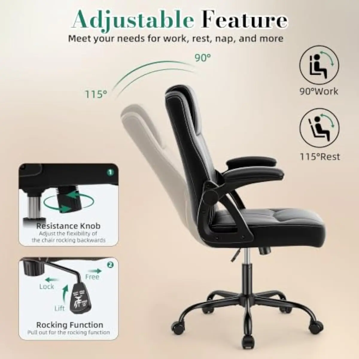 360도 회전이 가능한 베이스와 최대 125도까지 조절 - Office Chair 리뷰 및 가격