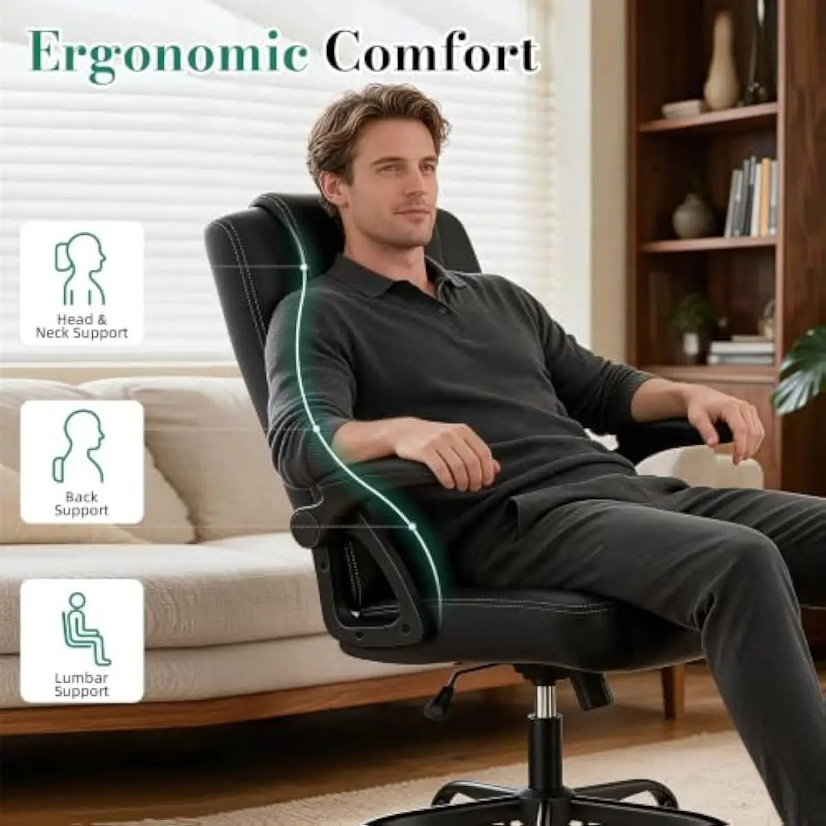 360도 회전이 가능한 베이스와 최대 125도까지 조절 - Office Chair 리뷰 및 가격