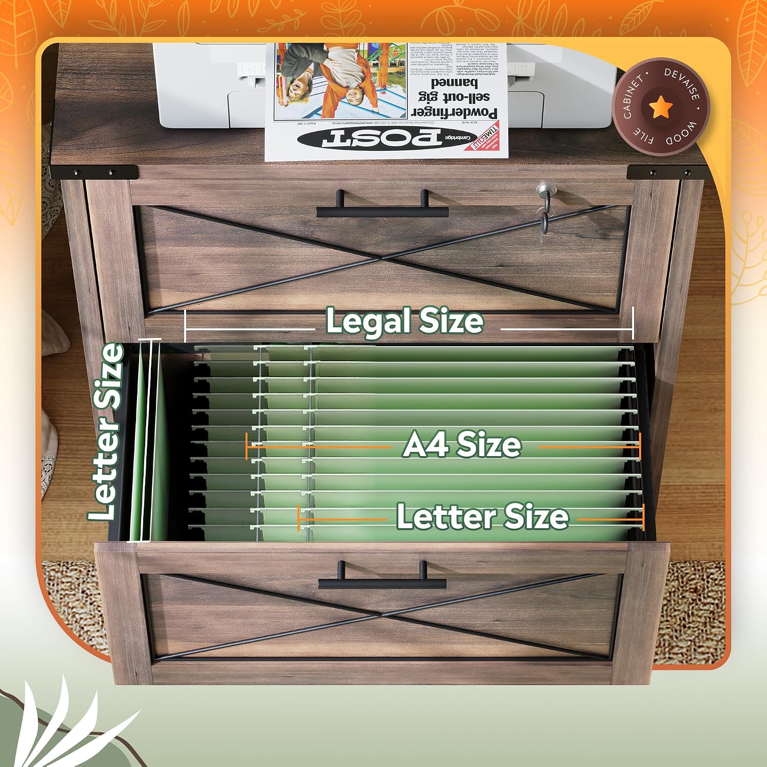 목재 측면 파일 캐비닛, 2단 서류 캐비닛, 다크 브라 - Printer Stand 리뷰 및 가격