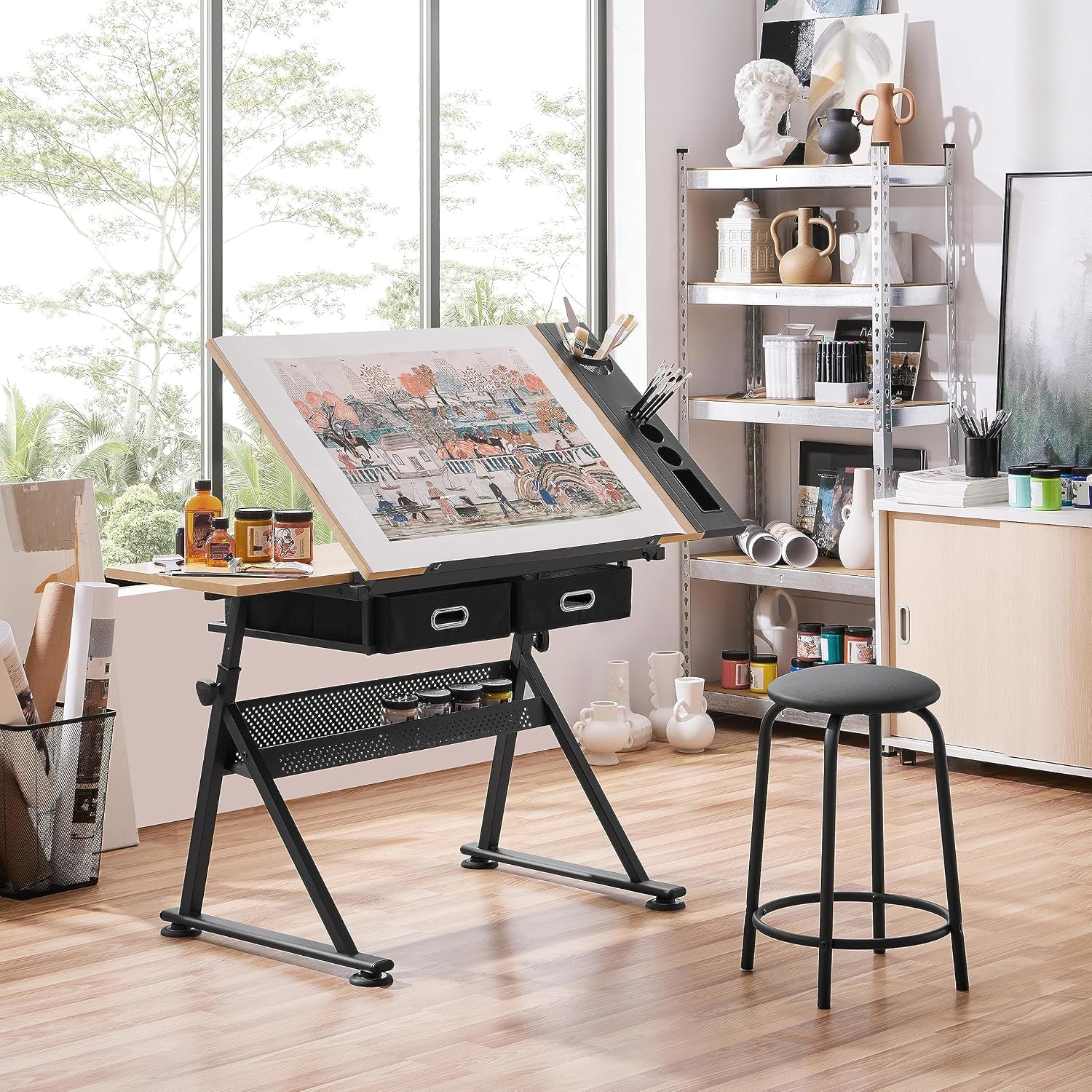 조절 가능한 드래프팅 테이블 아트 데스크와 어울리는 스 - Office Stool 리뷰 및 가격