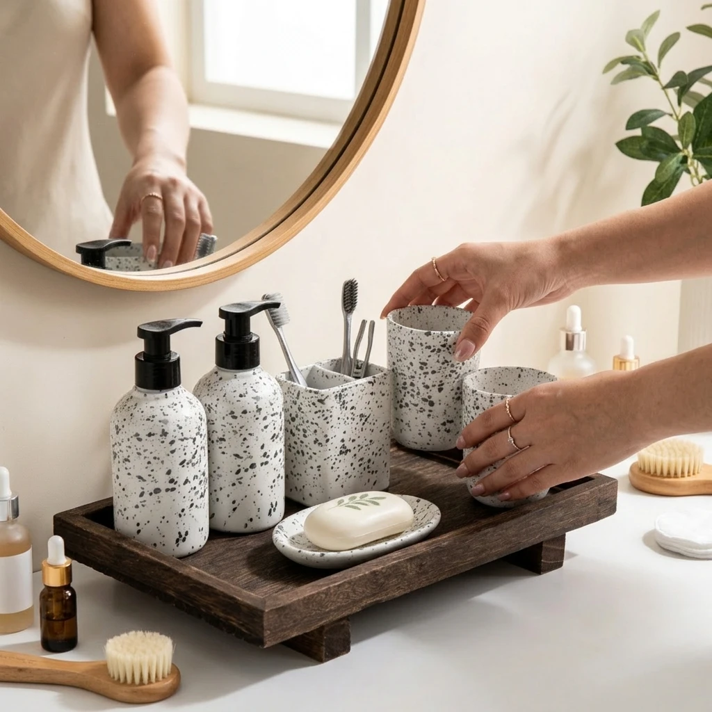 레트로 스타일의 나무 데스크 정리 트레이, 욕실 화장품 - Desk Organizer 리뷰 및 가격