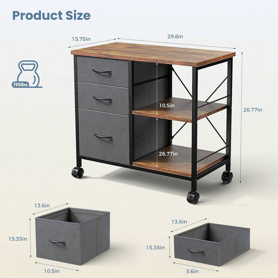 Sweetcrispy 3단 이동식 파일 캐비닛, 수납  - Printer Stand 리뷰 및 가격
