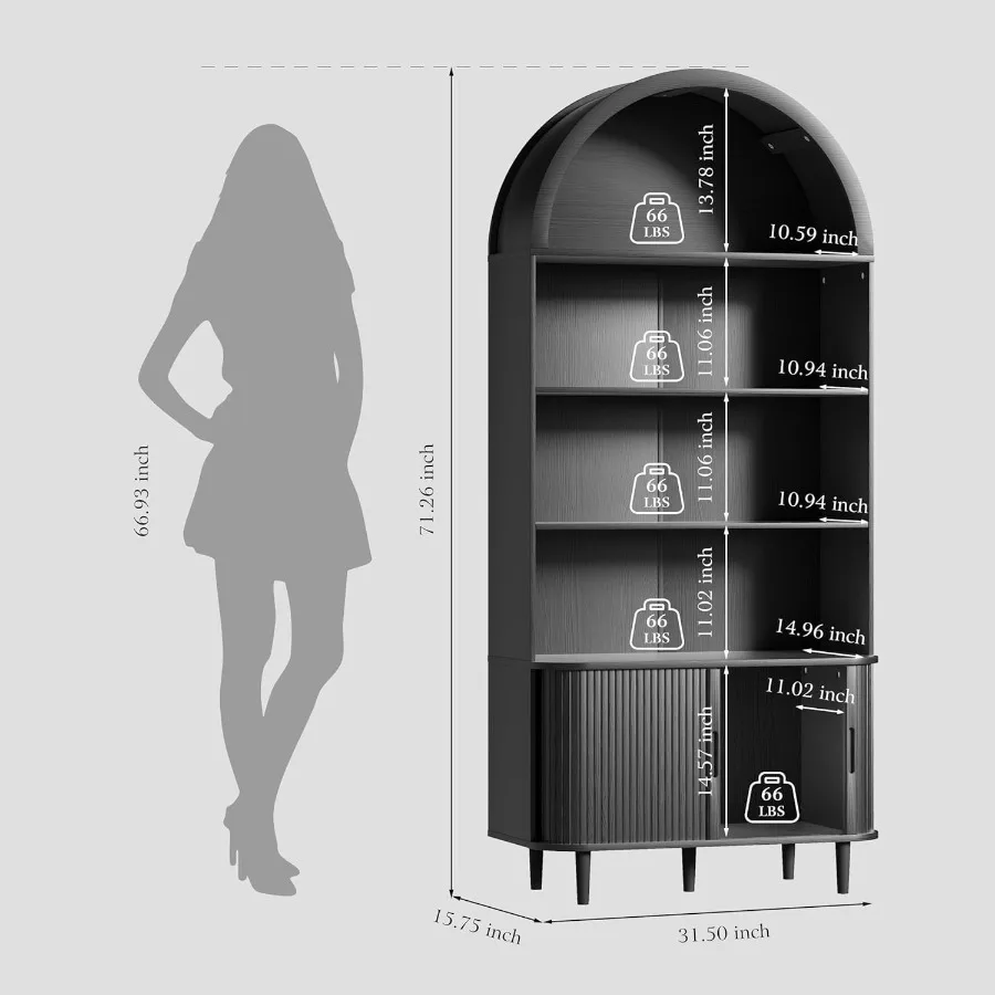 거실이나 사무실에 어울리는 71인치 높이의 아치형 책장 - Bookshelf 리뷰 및 가격