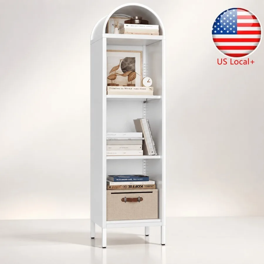 거실용 63cm 금속 아치형 책장, 흰색 분체 도장 처 - Bookshelf 리뷰 및 가격