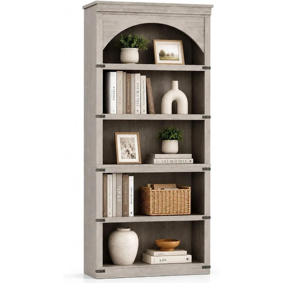 68.7cm 높이의 농가 스타일 아치형 책장, 5단 빈 - Bookshelf 리뷰 및 가격